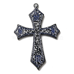 Acrylic Pendants, Cross, Black, 42x28x2mm, Hole: 1.2mm(OACR-Q185-01B)