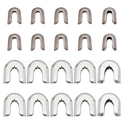 BENECREAT 120Pcs 2 Style 304 Stainless Steel & Carbon Steel Spiral Bone Tips, Fishbone Chain End Cap Cover, Stainless Steel Color, 9x7x3mm, Hole: 6mm, 11x11x3mm, 60Pcs/style(FIND-BC0003-88)