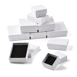 10Pcs 5 Styles Texture Paper Jewelry Gift Boxes, with Sponge Mat Inside, Square and Rectangle, White, 5.1~9.1x5.1~9.1x2.7~3.4cm, Inner Diameter: 4.6~8.5x4.6~8.5cm, Deep: 2.5~3cm, 2pcs/style(OBOX-FS0001-01B)