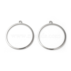 201 Stainless Steel Pendants, Ring, Stainless Steel Color, 27~27.5x25x0.7~1mm, Hole: 1.4mm(X-STAS-F192-023P)