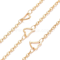 Vacuum Plating 304 Stainless Steel Heart Link Cable Chains, Soldered, with Spool, Golden, 3x2x0.5mm(CHS-E006-04G)