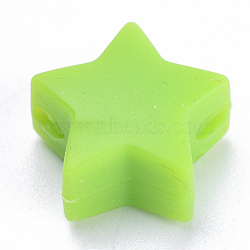 Food Grade Eco-Friendly Silicone Beads, Chewing Beads For Teethers, DIY Nursing Necklaces Making, Star, Yellow Green, 14x13.5x8mm, Hole: 2mm(SIL-T041-03)