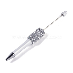 Beadable Pen, Plastic Ball-Point Pen, with Iron Rod & Rhinestone, for DIY Personalized Pen with Jewelry Beads, Silver, 147~155x16mm(MAK-A018-05D)