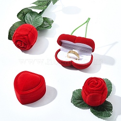 1Pc Valentine's Day Cherry Shaped Velvet Ring Gift Boxes, Jewelry Storage Packaging Case for Rings, Necklaces, Dark Red, 6x3.5x7cm(VBOX-YW0001-01)