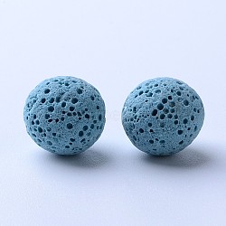 Unwaxed Natural Lava Rock Beads, for Perfume Essential Oil Beads, Aromatherapy Beads, Dyed, Round, No Hole, Light Blue, 8~9mm(G-F325-8mm-14)