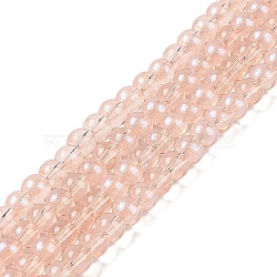 Glass Bead Strands, with Glitter Powder, Round, Bisque, 6x5.5mm, Hole: 1mm, about 142pcs/strand, 29.92''(76cm)(GLAA-K068-01A-12)