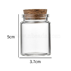 Glass Bottle, with Cork Plug, Wishing Bottle, Column, Clear, 3.7x5cm, Capacity: 30ml(1.01fl. oz)(CON-WH0085-72B)