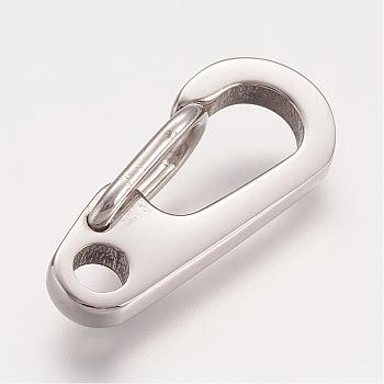 Tarnish Resistant 304 Stainless Steel Push Gate Snap Keychain Clasp Findings, Polishing, Stainless Steel Color, 26x11x7.5mm, Hole: 3.5mm