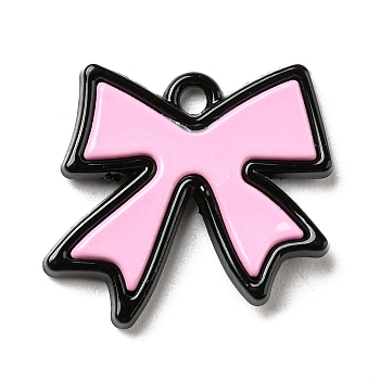 Spray Painted Alloy Pendants, Pink, Butterfly, 16.5x17.5x2.2mm, Hole: 1.6mm