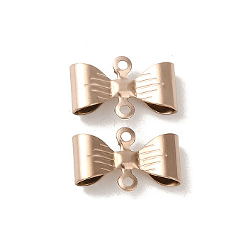 304 Stainless Steel Connector Charms, Bowknot, Rose Gold, 11.5x7.5x3mm, Hole: 1mm