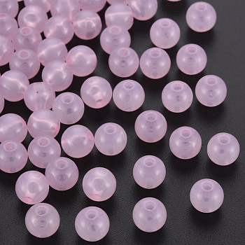 Imitation Jelly Acrylic Beads, Round, Pearl Pink, 8x7.5mm, Hole: 1.8mm, about 1745pcs/500g