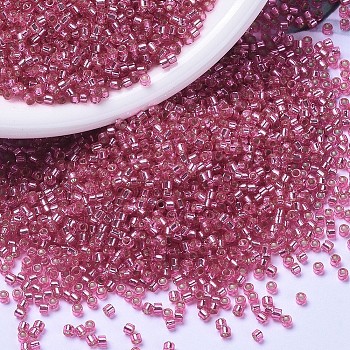 MIYUKI Delica Beads, Cylinder, Japanese Seed Beads, 11/0, (DB1338) Dyed Silver Lined Rose, 1.3x1.6mm, Hole: 0.8mm, about 10000pcs/bag, 50g/bag