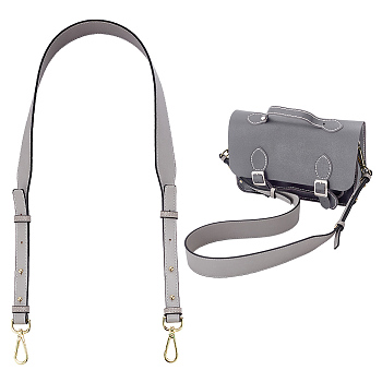 Adjustable Cowhide Leather Bag Handles, with Zinc Alloy Swivel Clasps, for Bag Strap Replacement Accessories, Dark Gray, 103~113x1.75~3.7cm