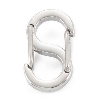 304 Stainless Steel S-Hook Clasps, Stainless Steel Color, 18.5x10x4.5mm, Hole: 7.5x6mm
