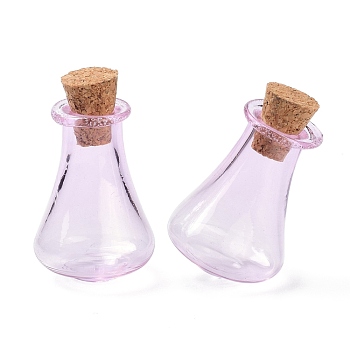 Glass Cork Bottles, Glass Empty Wishing Bottles, DIY Vials for Home Decorations, Plum, 17x27mm
