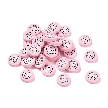 Handmade Polymer Clay Cabochons, Rabbit, Pearl Pink, 8.5~9x2mm