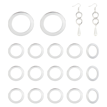 Unicraftale 304 Stainless Steel Linking Rings, Ring, Stainless Steel Color, 15x1mm, Inner Diameter: 11mm, 20pcs/box