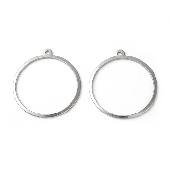 201 Stainless Steel Pendants, Ring, Stainless Steel Color, 27~27.5x25x0.7~1mm, Hole: 1.4mm