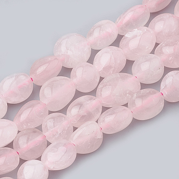 Natural Rose Quartz Beads Strands, Oval, 8~15x8~10x4~10mm, Hole: 1mm, about 36~42pcs/strand, 15.7 inch