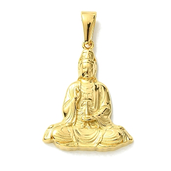 Vacuum Plating 304 Stainless Steel Pendants, Avalokitesvara Charm, Golden, 37.5x29x4mm, Hole: 9x4.5mm
