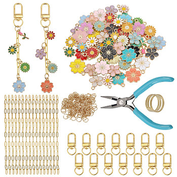 DIY Jewelry Making Kit, Including Alloy Swivel Clasps, Brass Rings, 304 Stainless Steel Jump Rings, Alloy Enamel Pendants, Brass Paperclip Chains, Mixed Color, 17x14.5x1.5mm, Hole: 1.6mm