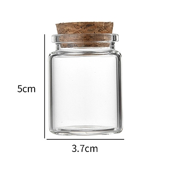 Glass Bottle, with Cork Plug, Wishing Bottle, Column, Clear, 3.7x5cm, Capacity: 30ml(1.01fl. oz)