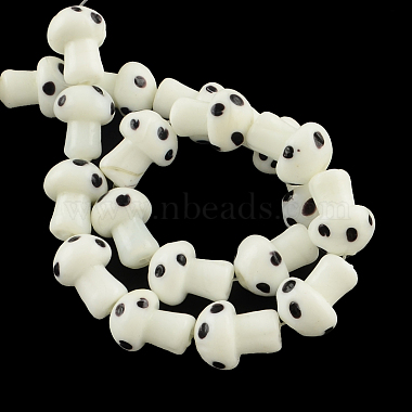 White Mushroom Lampwork Beads