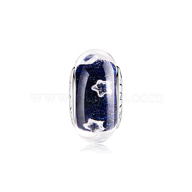 TINYSAND Rhodium Plated 925 Sterling Silver Charm Beads with Glass with Star for Bracelet(TS-C-248)-3