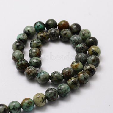 Brins de perles rondes en turquoise africaine naturelle (jaspe)(G-E329-10mm-41)-2