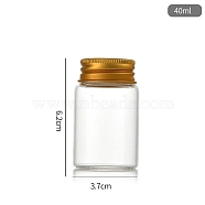 Clear Glass Bottles Bead Containers, Screw Top Bead Storage Tubes with Aluminum Cap, Column, Golden, 3.7x6cm, Capacity: 40ml(1.35fl. oz)(CON-WH0085-76C-02)