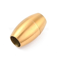 Ion Plating(IP) 304 Stainless Steel Magnetic Clasps with Glue-in Ends, Matte Style, Bullet, Golden, 18x10.5mm, Hole: 6mm(STAS-F276-01G)
