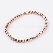 Electroplate Non-Magnetic Synthetic Hematite Round Bead Stretch Bracelets, 60mm, Bead: 4mm.(BJEW-L579-01)
