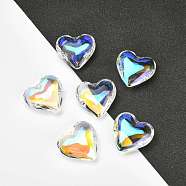 Glass Pendants, Heart, Colorful, 40~41x42~43x15mm, Hole: 2mm(EGLA-K011-07A-03)