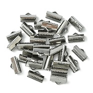 304 Stainless Steel Ribbon Crimp Ends, Stainless Steel Color, 7x13mm, Hole: 1.5x2mm(STAS-YW0001-78D)