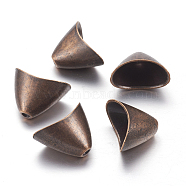 Tibetan Style Alloy Triangle Apetalous Bead Cones, For Tassels Pendant,  Cadmium Free & Nickel Free & Lead Free, Red Copper, 14x20x12mm, Hole: 2mm(X-TIBE-5212-R-FF)