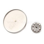 304 Stainless Steel Brooch Findings, Brooch Base Settings, Flat Round, Stainless Steel Color, 26.5x2mm, Tray: 25.5mm(STAS-R123-17E-P)
