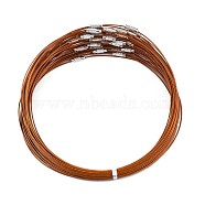 Stainless Steel Wire Necklace Cord DIY Jewelry Making, with Brass Screw Clasp, Chocolate, 17.5 inch(X-TWIR-R003-07)