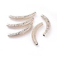 Nickel Free & Lead Free Golden Alloy Curved Tube Beads, Curved Tube Noodle Beads, Long-Lasting Plated, 67x10x9mm, Hole: 4mm(PALLOY-J218-053G)