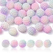 Imitation Pearl Acrylic Beads, Berry Beads, Combined Beads, Round, Pink, 12mm, Hole: 1mm(OACR-FS0001-32E)