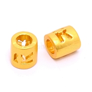 Alloy Letter Beads, Column, Matte Gold Color, Letter.R, 6.5x6mm, Hole: 3mm(PALLOY-WH0081-55R)