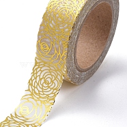 Foil Masking Tapes, DIY Scrapbook Decorative Paper Tapes, Adhesive Tapes, for Craft and Gifts, Flower, Gold, 15mm, 10m/roll(DIY-G016-D23)
