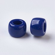 European Resin Large Hole Beads, Barrel, Midnight Blue, 8x5~6mm, Hole: 4mm, about 2020pcs/500g(RESI-WH0002-06C)