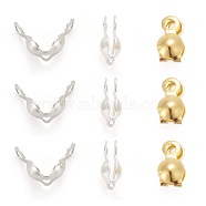Brass Bead Tips, Calotte Ends, Clamshell Knot Cover, Mixed Color, 7x4mm, Hole: 1mm(KK-N0070-03)