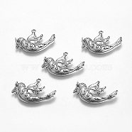 Tibetan Style Alloy Pendants, Peace Dove, Lead Free & Cadmium Free, Antique Silver, 21x28x3mm, Hole: 1.5mm(X-TIBEP-GC128-AS-RS)