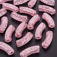 Transparent Crackle Acrylic Beads, Curved Tube, Pink, 35x11.5x13.5mm, Hole: 3.5mm, about 148pcs/500g(CACR-S009-001B-N26)