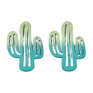Spray Painted Iron Pendants, Cactus, Dark Turquoise, 49x33x3mm, Hole: 1.2mm(IFIN-N008-024A)