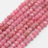 Natural Rhodochrosite Beads Strands, Faceted, Round, 2mm, Hole: 0.5mm, about 160~179pcs/strand, 12.5 inch~12.9  inch(320~330mm)(G-P270-2mm-20)