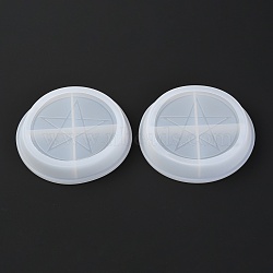 Silicone Tray Molds, For DIY Trinket Storage Container, Candy Box UV Resin, Epoxy Resin Craft Making, Round with Star Pattern, White, 160x24.5mm(DIY-H150-01)