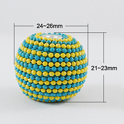 Handmade Indonesia Beads, with Aluminum Cores, Round, Yellow, 24~26x21~23mm(IPDL-R353-2)