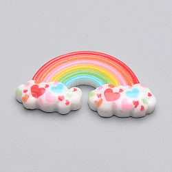 Resin Cabochons, Rainbow, Colorful, 28x15x5mm(CRES-T005-78)